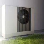 Photo of an air source heat pump installed in a residential property